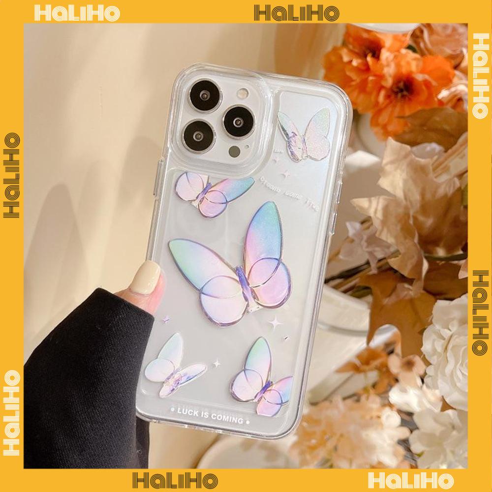 iPhone Case Clear Case Soft Thick TPU Shockproof HD Protection Camera Plating Button Gradient Butterfly For iPhone 13 Pro Max iPhone 12 Pro Max iPhone 11 iPhone 7 Plus