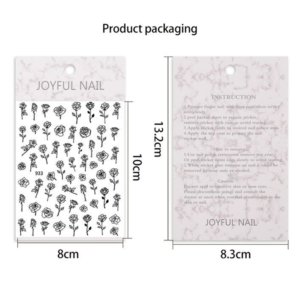 Nhãn dán móng 3D hình hoa hồng