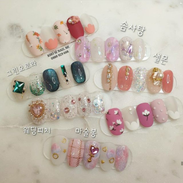 Miếng dán móng tay 3D nail sticker trang trí móng tay nghệ thuật chủ đề hoa lá (lẻ 1 tấm)