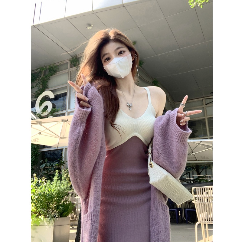 Đầm Dài Hai Dây Dáng Ôm Cao Cấp Thời Trang Mùa Thu Hàng Mới Dành Cho Bạn Nữ 2 Màu