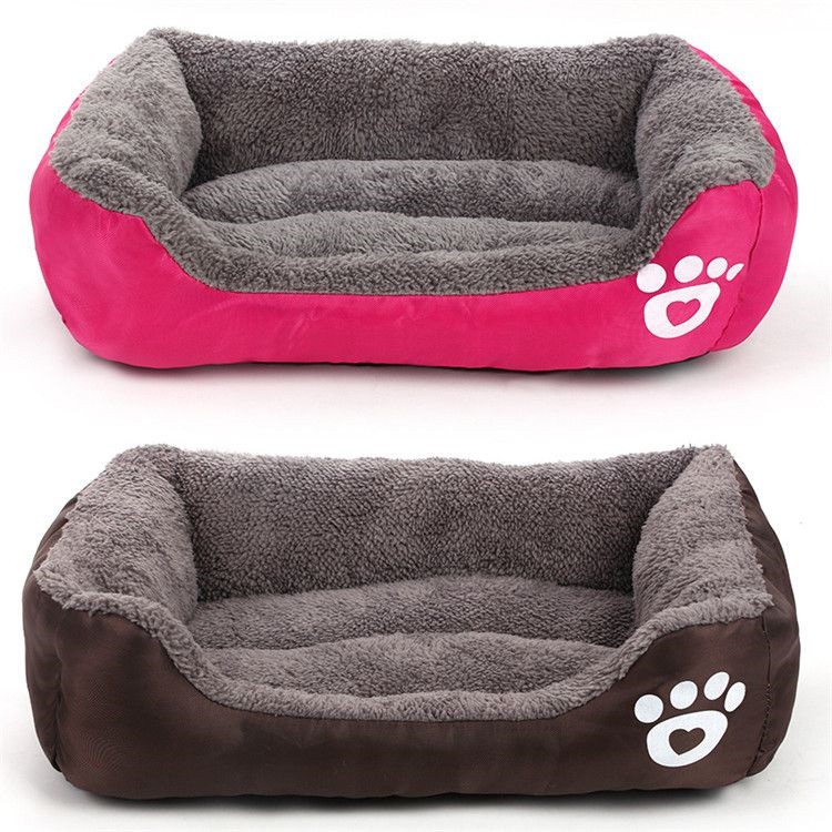 (đỏ mận) - Nệm ngủ mùa đông, nệm hình chữ nhật có thành, thảm ngủ ấm áp cho chó mèo (3 size S,M,L) nhà nệm chó /
