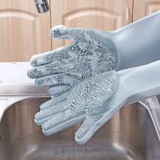 Găng tay silicon kiêm miếng rửa bát tạo bọt 2 in 1 thông minh