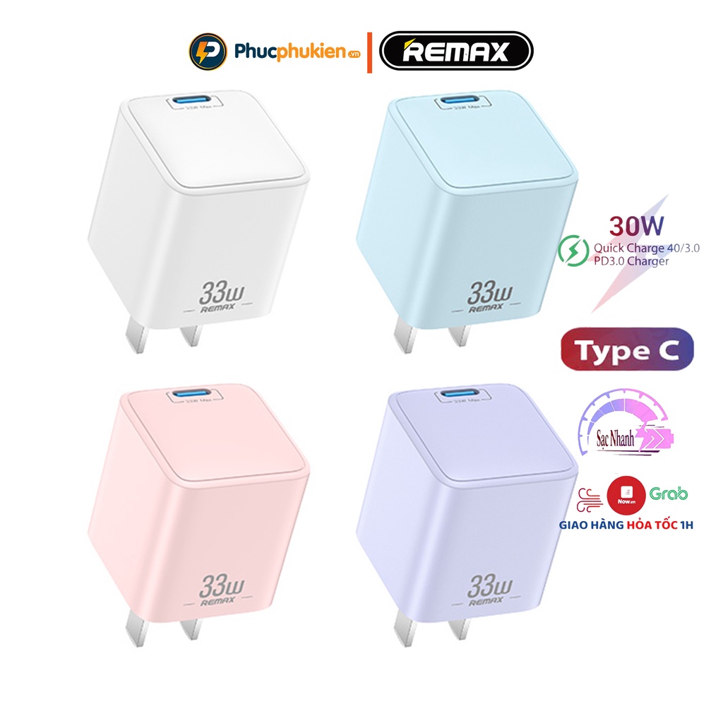 Củ sạc nhanh 33w Remax U27 hỗ trợ sạc nhanh 33w cho 14 series tăng gấp 3 lần so với củ sạc thường - Phúc Phụ Kiện