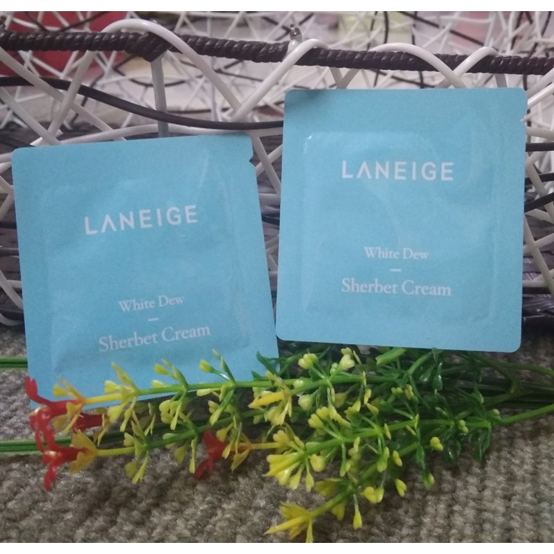 Combo 9 gói Kem dưỡng trắng Laneige White Dew Sherbet Cream