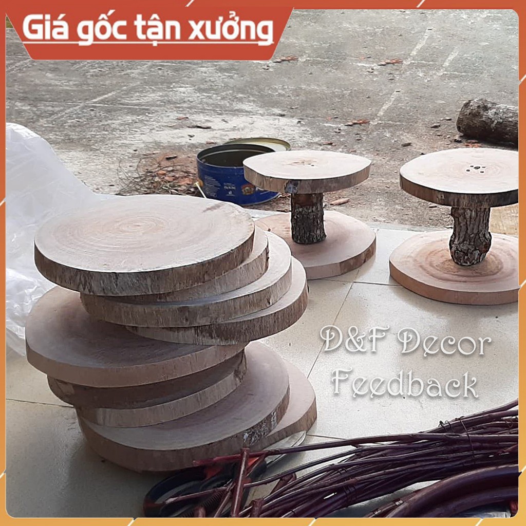 Khoanh Gỗ Decor Thanh Lý, Dày 2cm, Đường Kính Từ 26cm Trở Lên