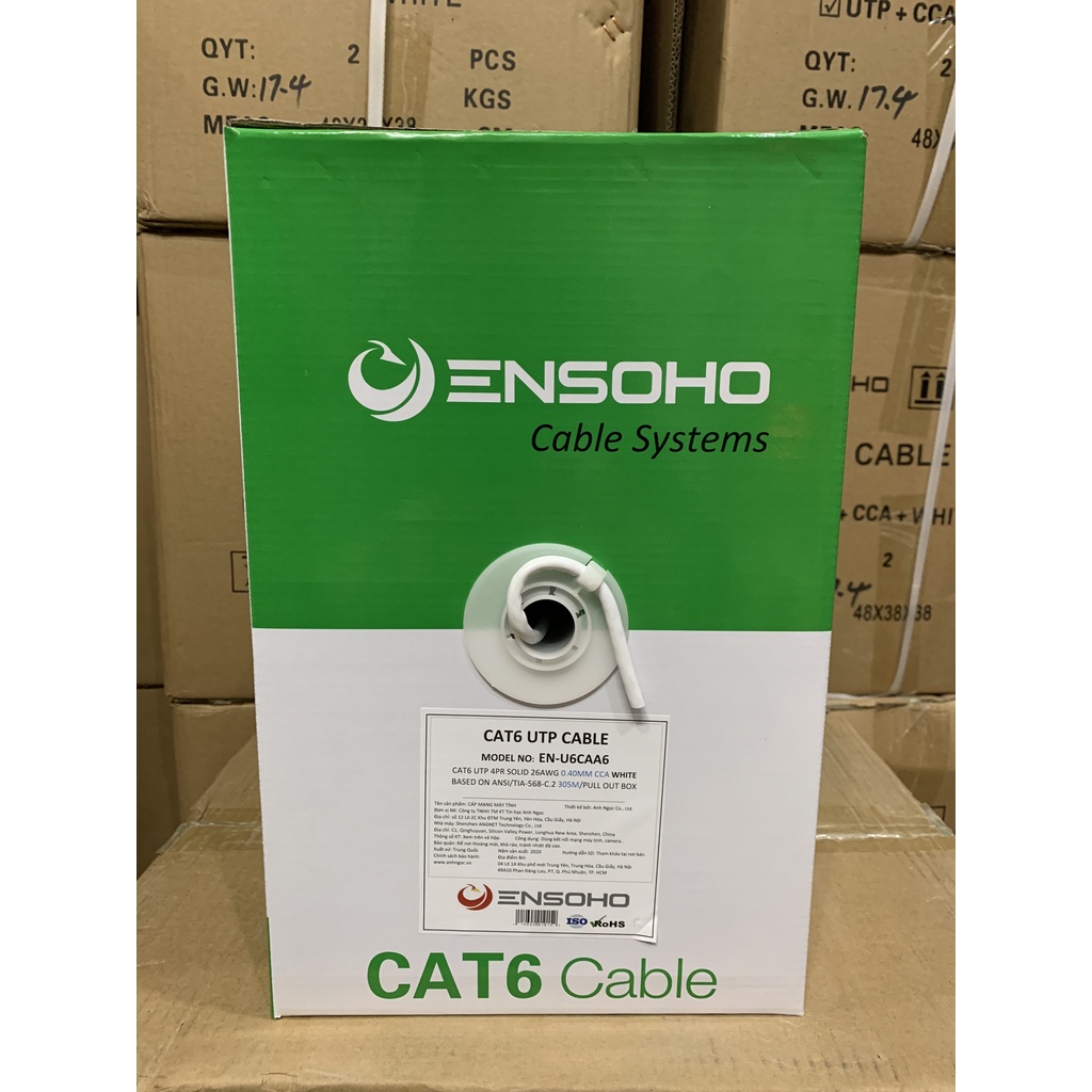 Dây Mạng Lan Cat6 Ensoho 8 Sợi Bấm Sẵn 2 Đầu Sử Dụng Truyền Tín Hiệu Internet Cho Máy Tính Camera