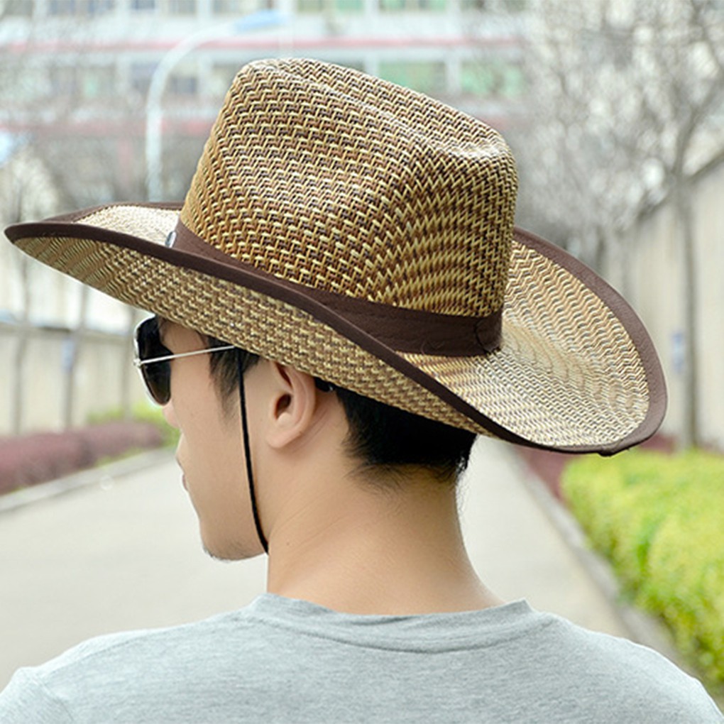 Mũ cói vành rộng thời trang cho nam