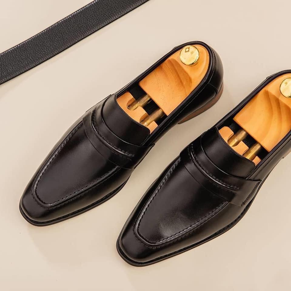 Giày lười nam Hàn Quốc da bò thật bảo hành 1 năm dáng Penny Loafer - Mã T186