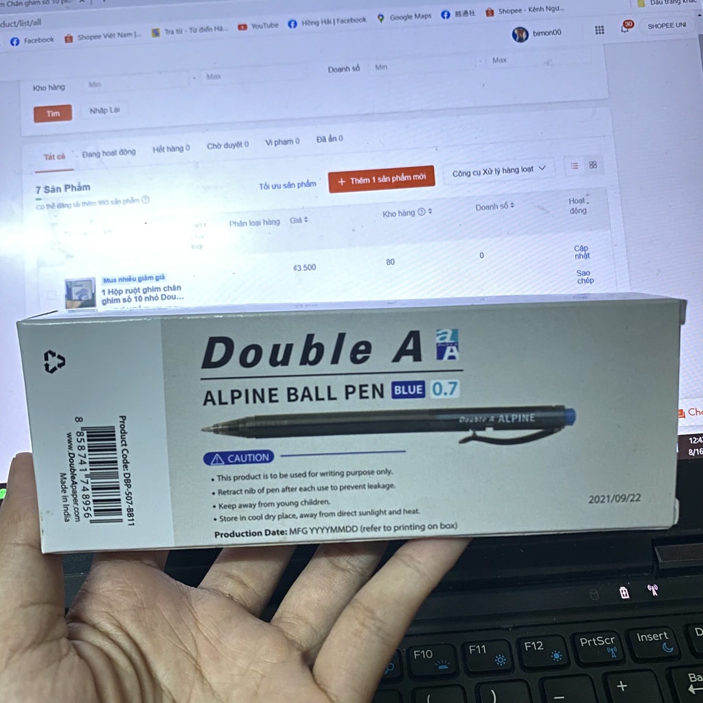 01 Chiếc Bút bi Alpine Double A bút bi ngòi 0.7mm nét đậm xanh giá rẻ