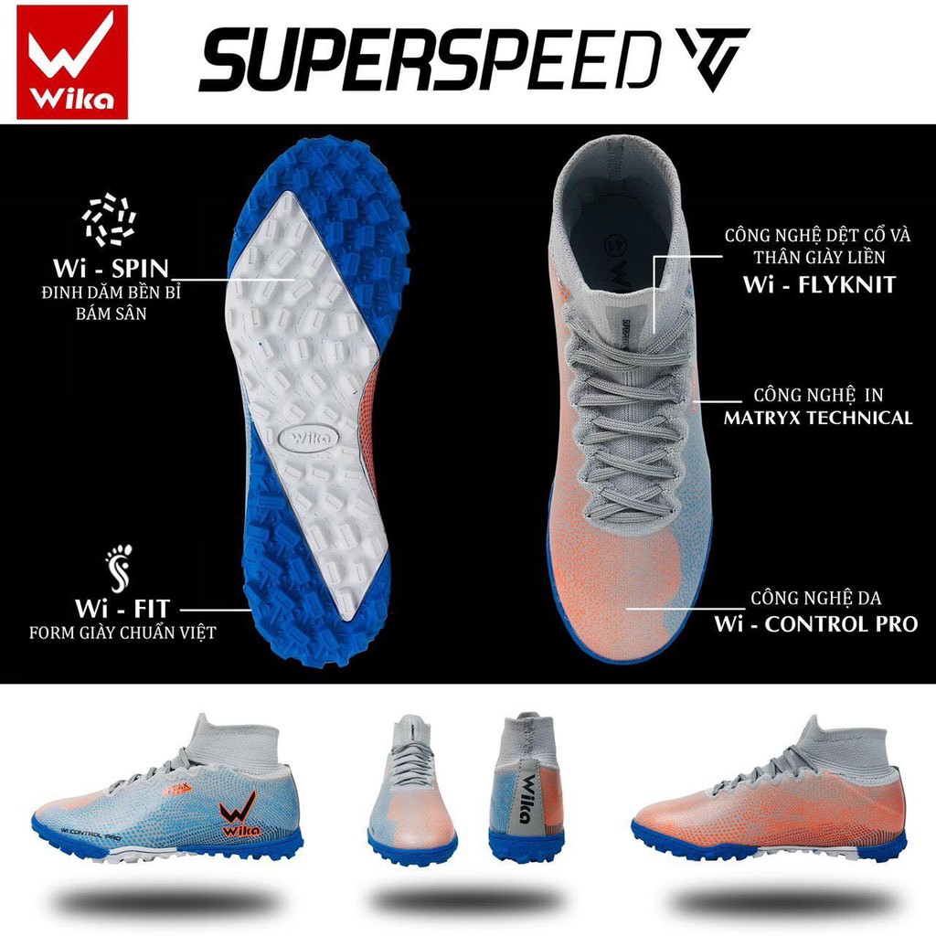 [ CHÍNH HÃNG + fullbox ] Giày đá bóng nam WIKA SUPERSPEED , giày sân phủi