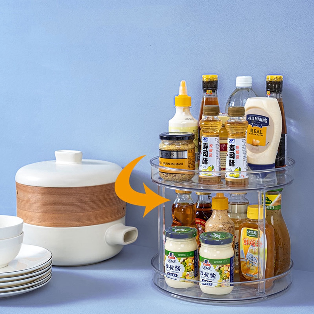 Kệ Đựng Lọ Gia Vị 2 Tầng Xoay 360 Độ Nhiều Màu Cho Nhà Bếp / Phòng Tắm