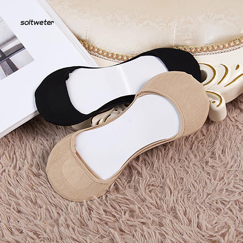 Đôi vớ cổ thuyển chống trượt màu trơn cho nữ