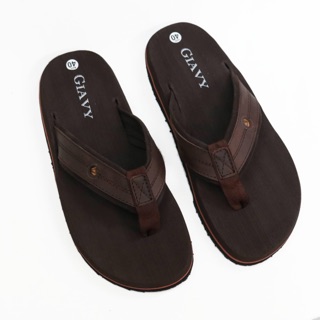 Dép xốp nam GIAVY-Dép kẹp đế muss quai da phối dù mang rất êm chân Q28 màu nâu