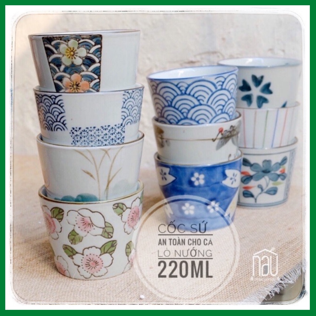 [CÓ SẴN] Cốc Hoa Vân phong cách Nhật thể tích 200ml uống trà xanh, trà hoa, nước vối, khuôn flan lớp men mát mượt