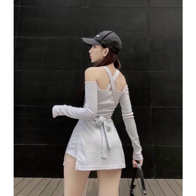 set áo váy+quần short mặc đi chơi đi du lịch,đi dạo phố dày dặn có phối lẻ S005