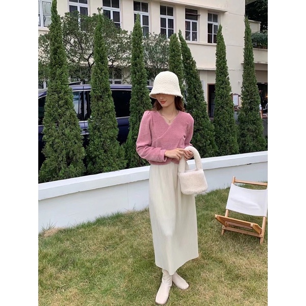 Áo nhung vạt chéo