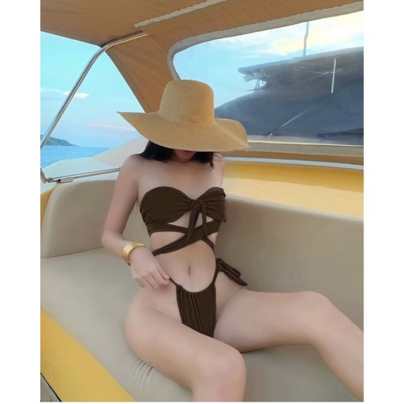 Bikini Nâu Dây Cut Out Độc Đáo Siêu Tây 2 Mảnh