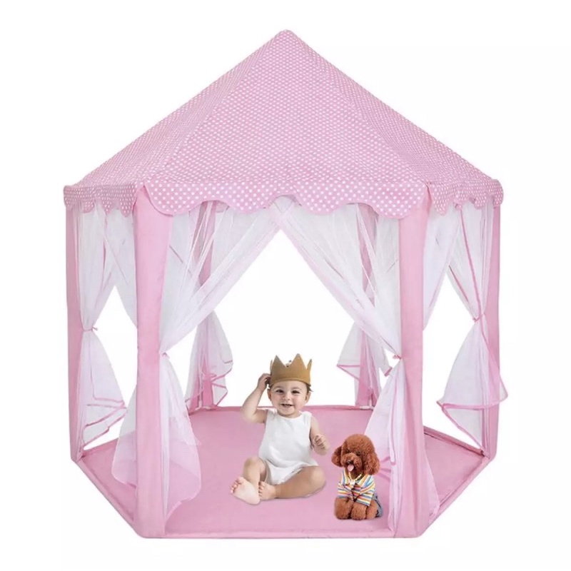Lều công chúa hình lâu đài màu hồng cho bé gái