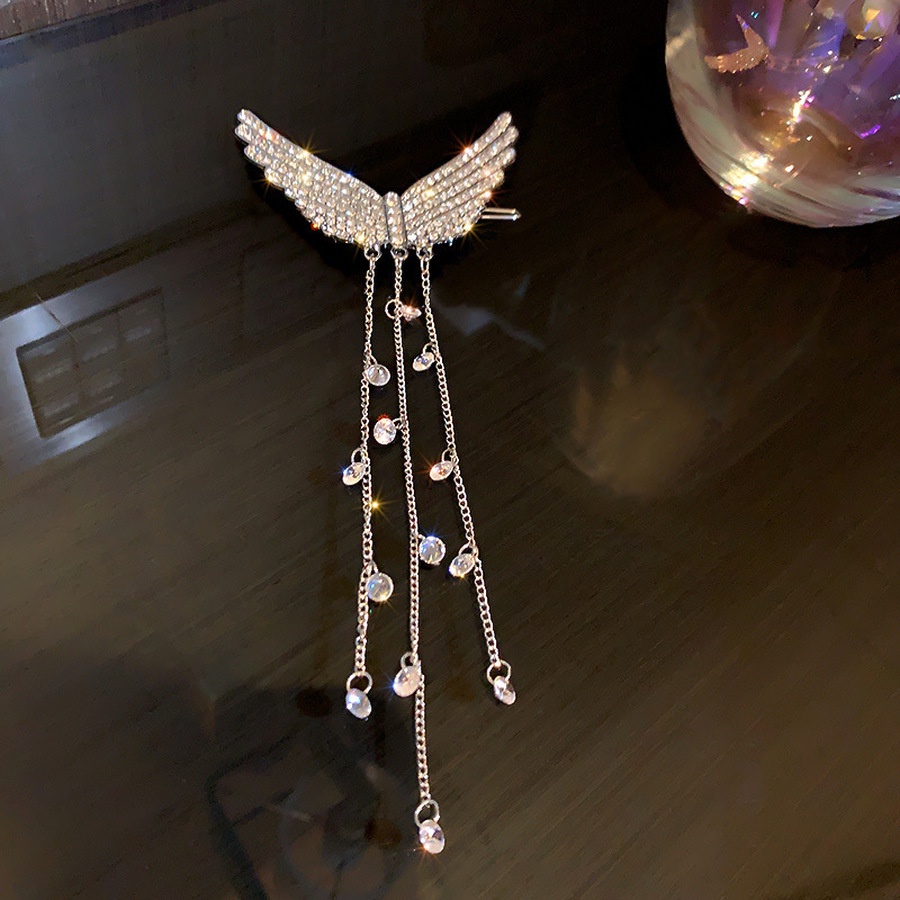 Kẹp tóc hợp kim hình cánh thiên thần đính đá toàn diện