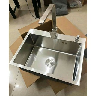 Chậu rửa inox 304 cao cấp KT 60 *45*23, ( kèm vòi vuông nóng lạnh)