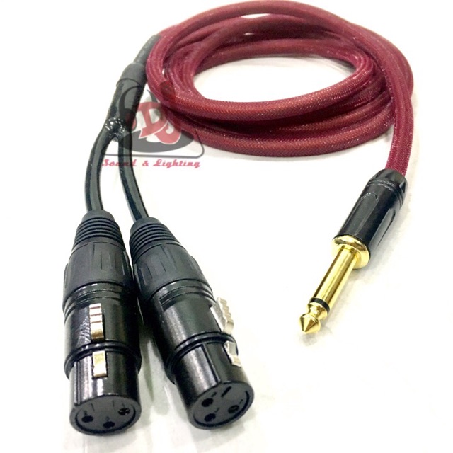 Dây Jack 6 ly  ra 2 đầu Jack canon cái dài 2m, dây tín hiệu âm thanh, rắc chuyển 6ly sang canon