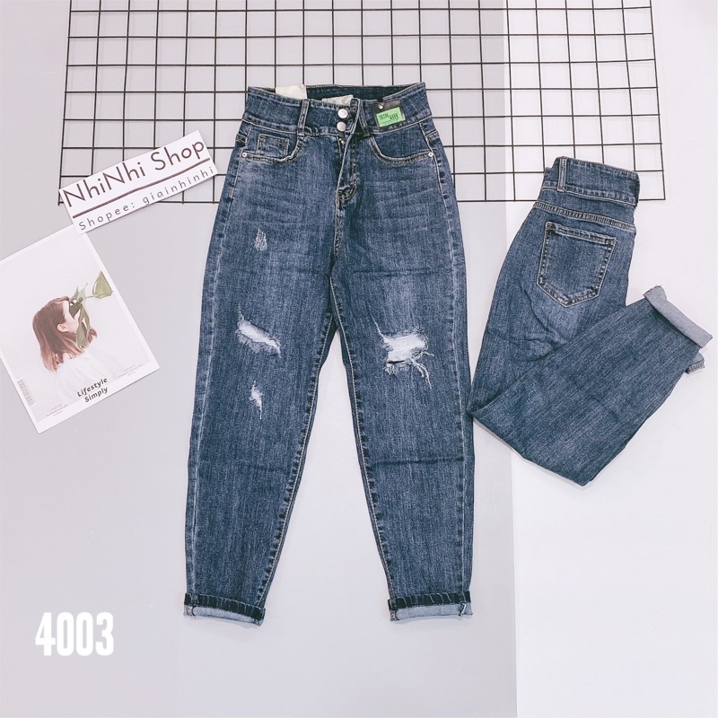 Quần bò nữ dáng boyfriend co dãn pha mác da DB778 - NhiNhi Shop