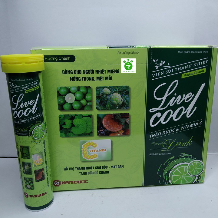 VIÊN SỦI THANH NHIỆT LIVECOOL HƯƠNG CHANH tuýp 16 viên