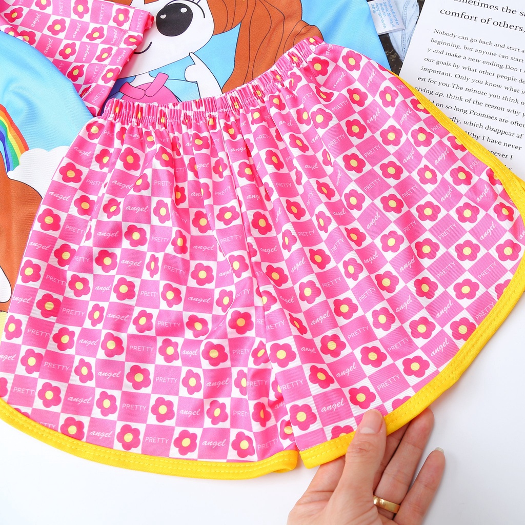 Bộ quần áo bé gái-mẫu raplang in 3d dễ thương chất vải sill lạnh thoáng mát từ 12kg đến 30kg-HOÀNG NAM KIDS