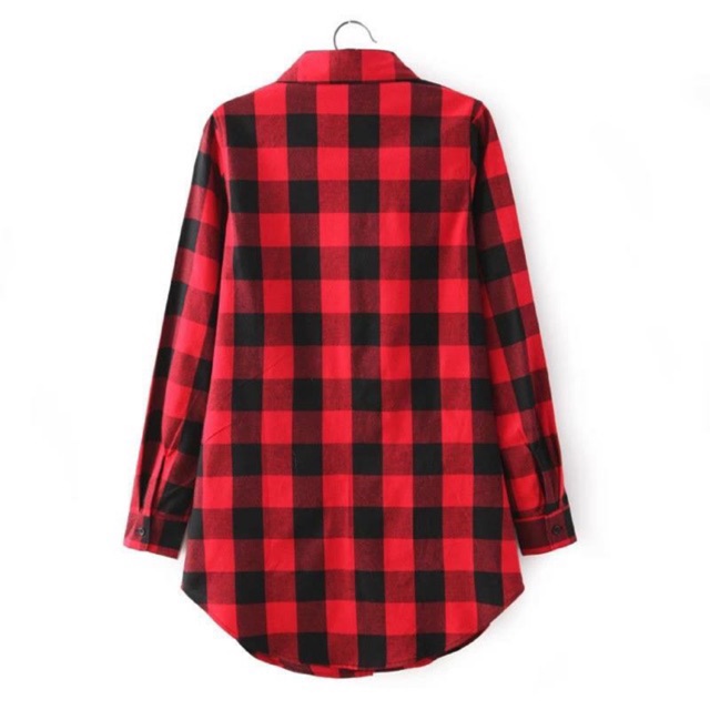 Áo flannel kẻ đỏ zip