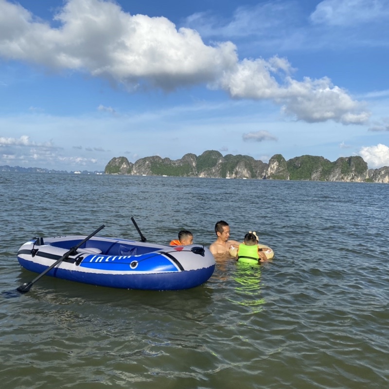 Thuyền Hơi Du Lịch, Xuồng Phao Chính Hãng Intime 400 Có Mái Chèo 4-5 người (TẶNG BƠM)