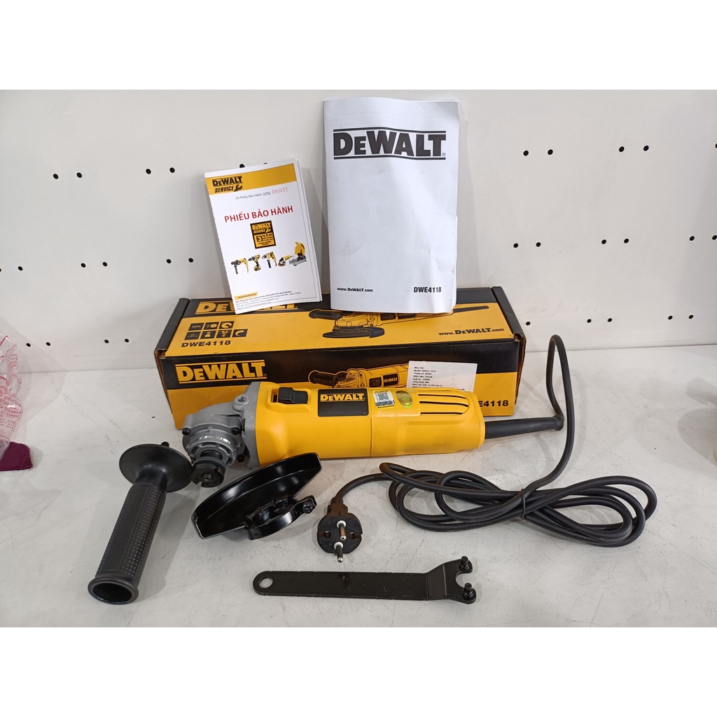 CHÍNH HÃNG - Máy mài góc đĩa 100mm có chỉnh tốc độ 950W Dewalt DWE4118
