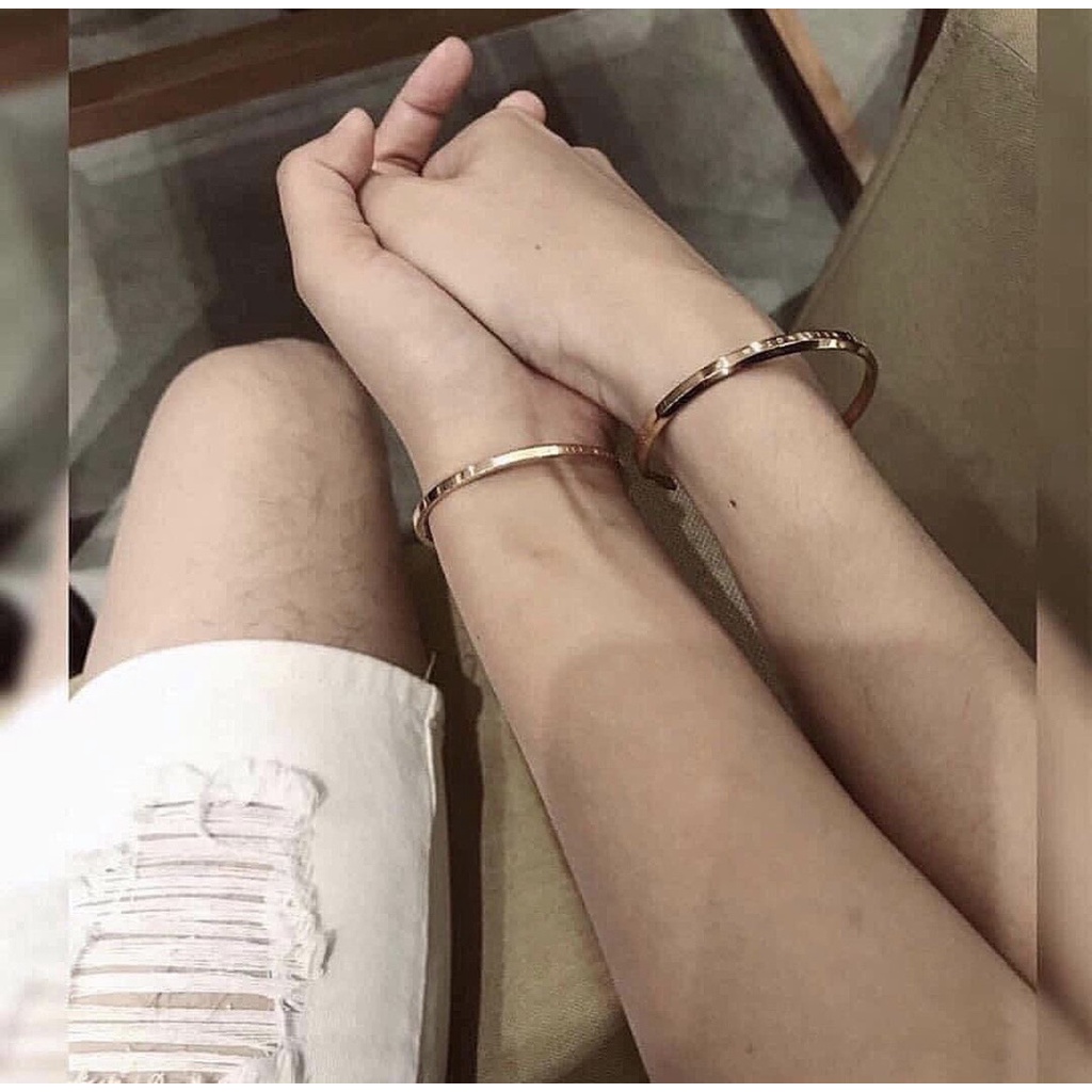 Vòng tay DW cuff unisex nam nữ -Lắc tay Đôi tình yêu không gỉ Khắc Tên Theo Yêu Cầu
