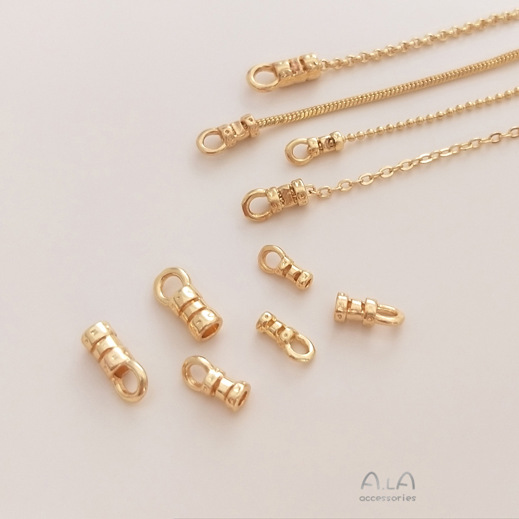Kẹp Dây Da Làm Vòng Tay/Vòng cổ Màu Vàng 14K 10ps DIY