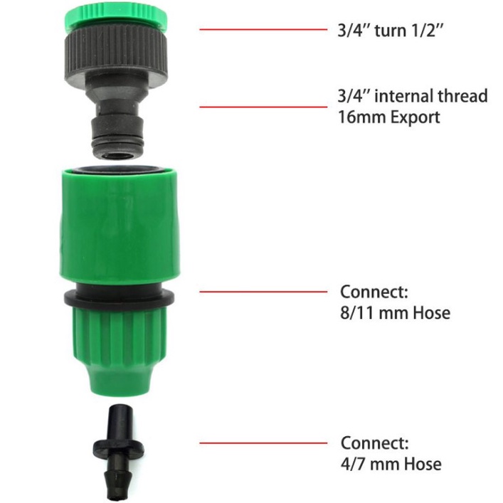 BỘ KHỚP NỐI NHANH SANG ỐNG PHI 6-8MM CHO HỆ THỐNG TƯỚI CÂY NHO GIỌT