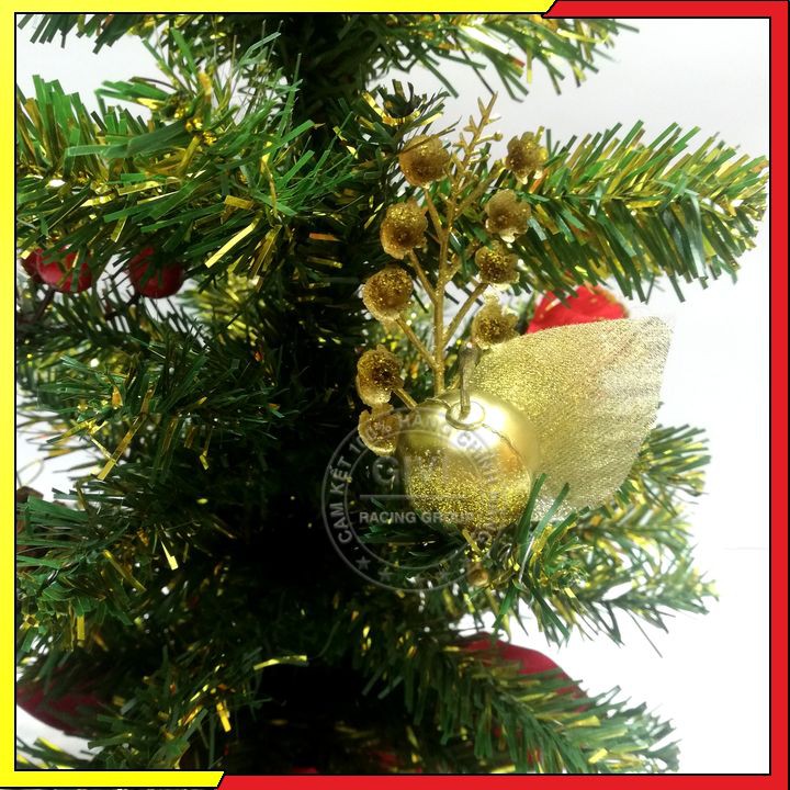 Cây Thông Noel Mini Để Bàn 40Cm Màu Xanh Vàng Trang Trí Đế Nhựa Bọc Vải Đỏ