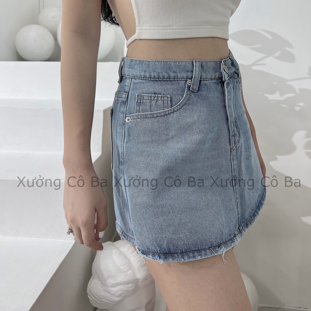 Chân Váy Jean Ngắn Chữ A Cao Cấp - Quần giả váy jean - Xưởng sỉ COBA