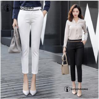 Elegant Women Formal Slim Solid Suit Pants OL Leggings Plus Size Office Ladies Work Wear Skinny Ninth Pencil Trousers