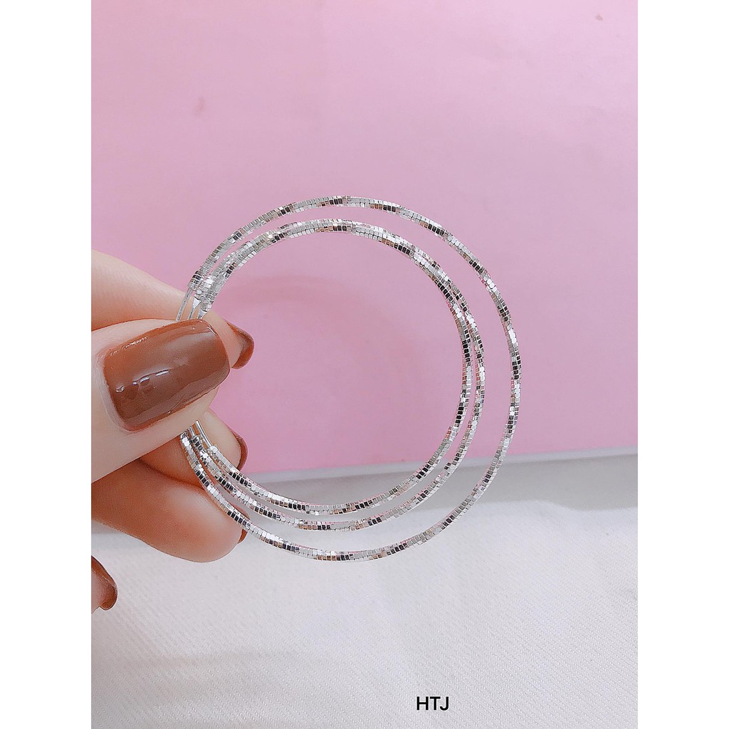 Bông tai nữ - vòng tàu chất liệu bạc ta sáng đẹp đường kính 5cm/ Trang sức bạc JQN