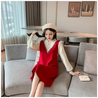 Váy cho con bú -  dáng suông A chất len mềm mịn