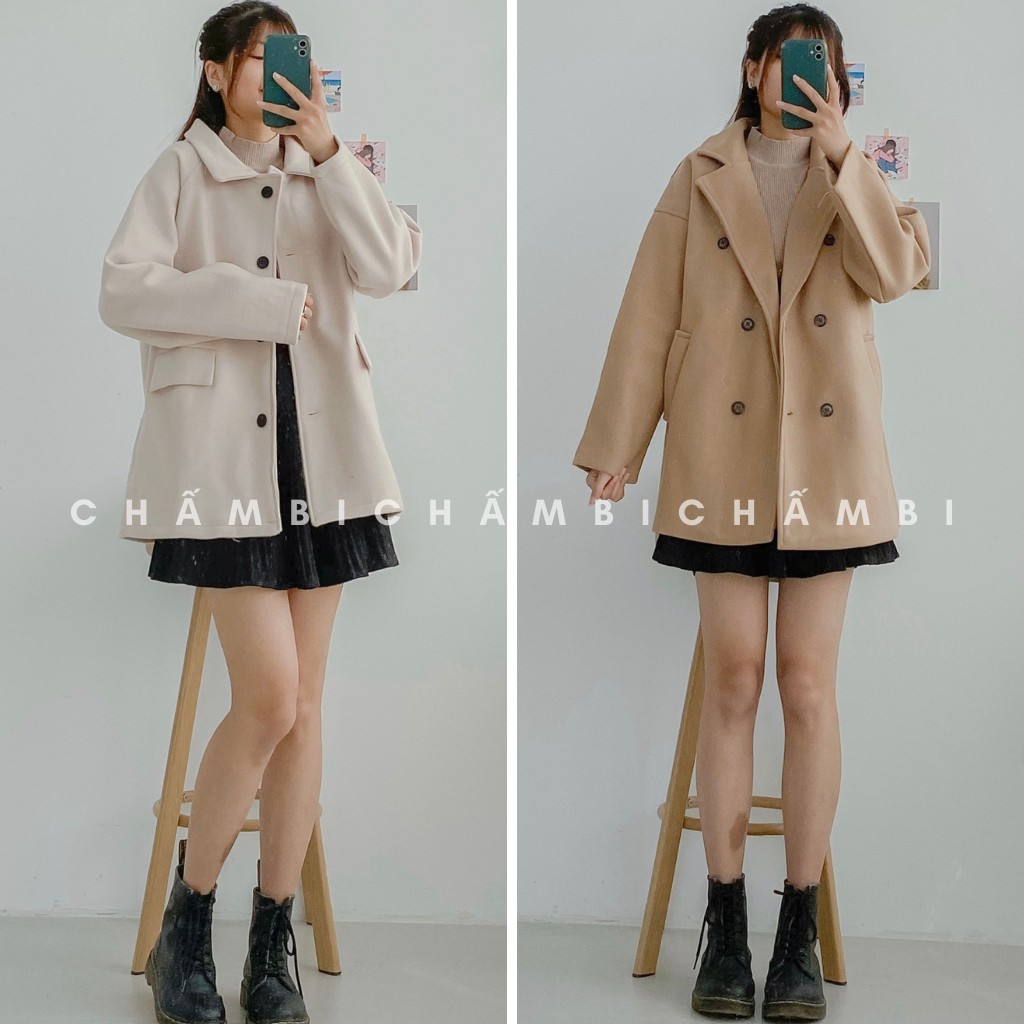 [SALE XẢ TẾT] Áo Khoác Dạ Trơn Dáng Dài Túi Chéo 2 Hàng Cúc Freesize<60kg - A.105 | BigBuy360 - bigbuy360.vn