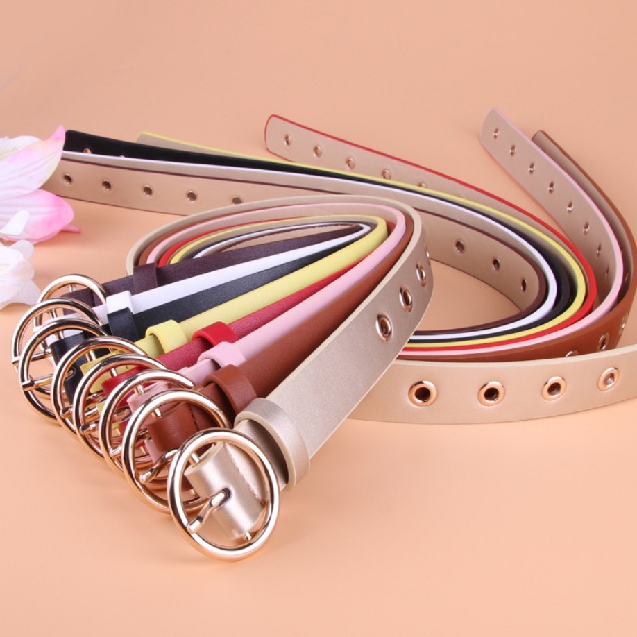 Thắt Lưng Nữ Da PU Bền Đẹp Khóa Kim Loại Mặt Tròn TL002 ShopMaySG, Dây Lưng Nữ, Dây Nịt Nữ, Giá Sốc, Hàng Có Sẵn
