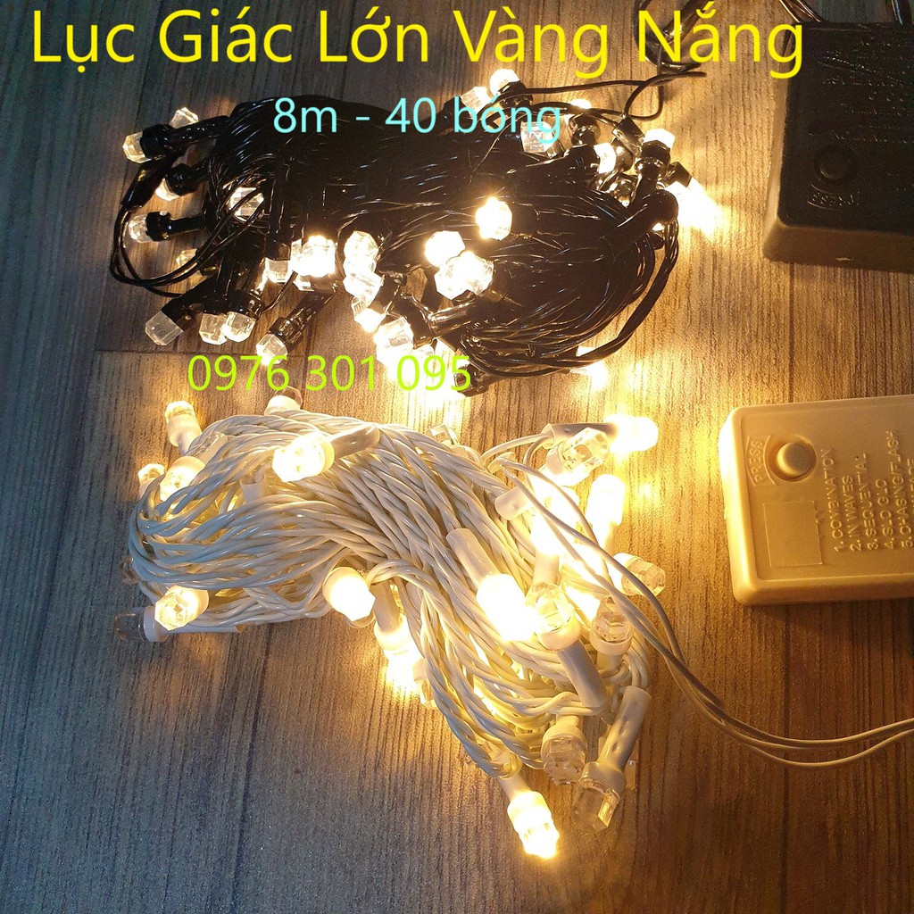 Dây Đèn Trang Trí NOEL - Tết (Vàng Nắng) 8m - 40 Bóng Lớn