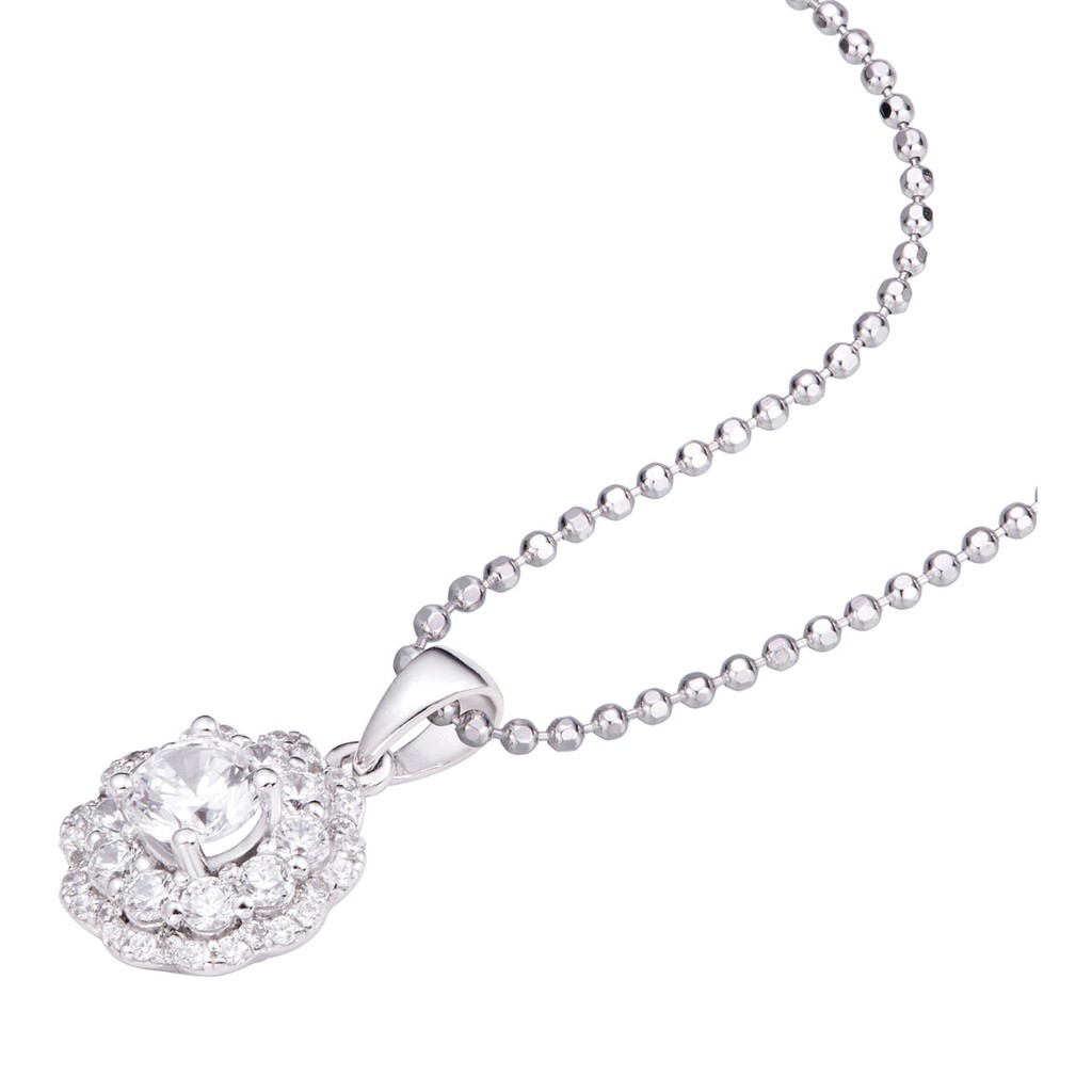 Mặt dây chuyền bạc đính đá PNJSilver hình bông hoa XMXMK000235