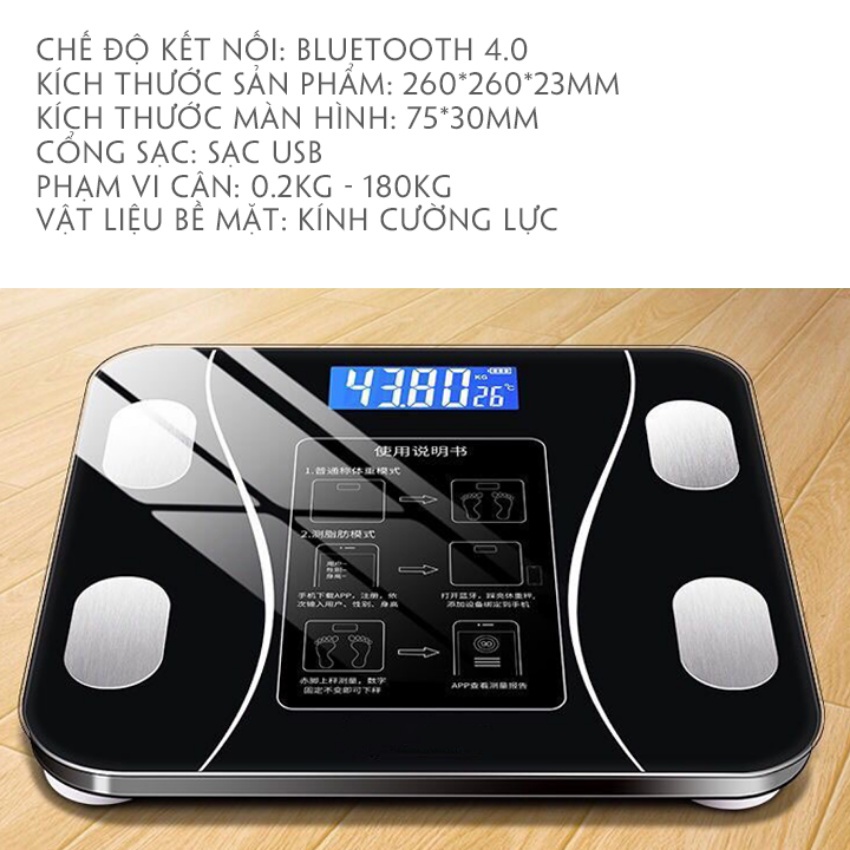Cân điện tử sức khỏe cao cấp sạc usb sạc năng lượng mặt trời, Kết Nối Bluetooth