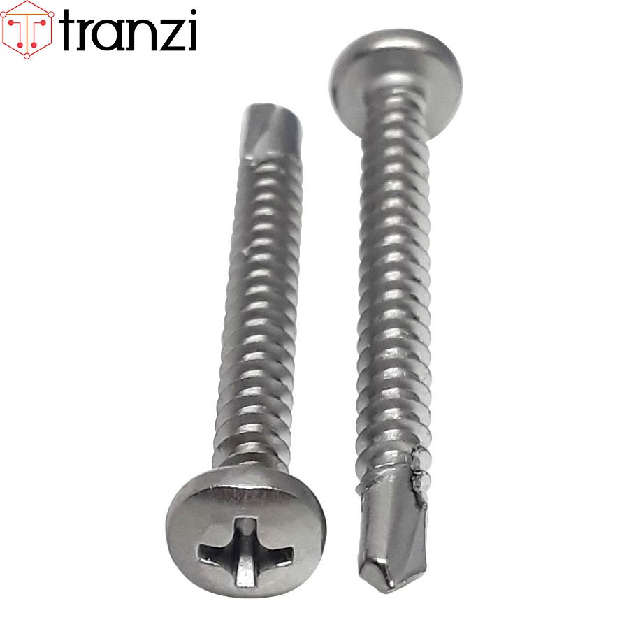 Vít tự khoan bake đầu cầu inox 304 ST4,2x38 - túi 50 cái