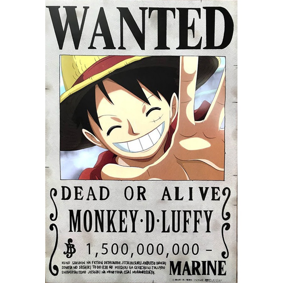 Bộ 10 Tấm Poster Truy Nã One Piece Full Băng Mũ Rơm Với Mức Truy Nã Mới Nhất, Chất Liệu Giấy Bìa Dày, Kích Thước A4