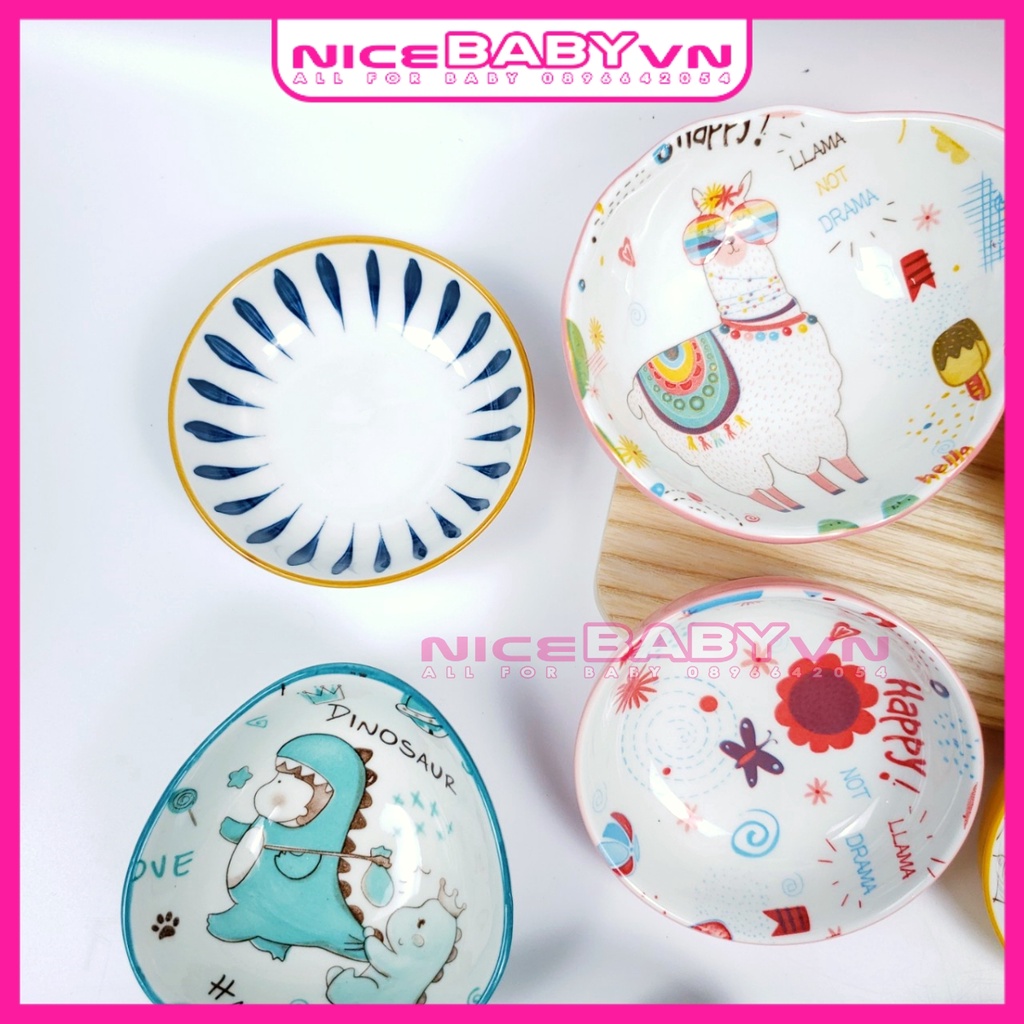 Bát Ăn Dặm Gốm Sứ Kiểu Nhật Chén Nước Chấm Họa Tiết 60ml NiceBabyVn