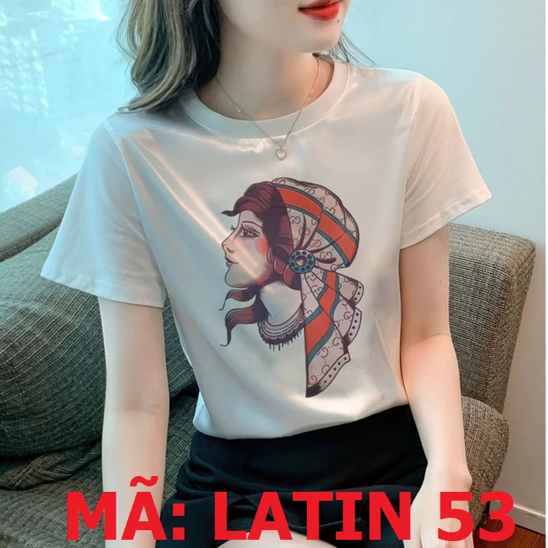 Áo Lụa Pháp (LATIN) đủ size có #bigsize đến 90kg - Họa tiết CÔ GÁI QUÀNG KHĂN- CÓ HÌNH CHỤP THẬT
