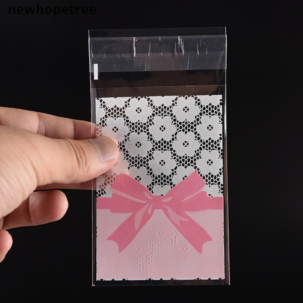 Set 100 Túi Đựng Bánh Kẹo Mini Tự Dính Phối Ren Hoa Xinh Xắn