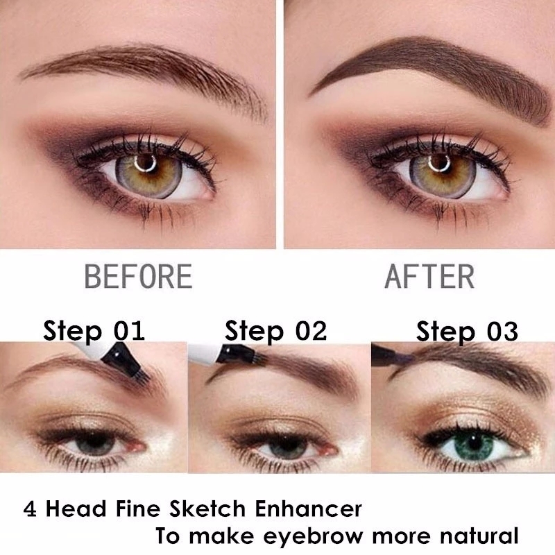 [Hàng mới về] Bút kẻ mày 4 ngòi tự nhiên chống nước lâu trôi độc đáo